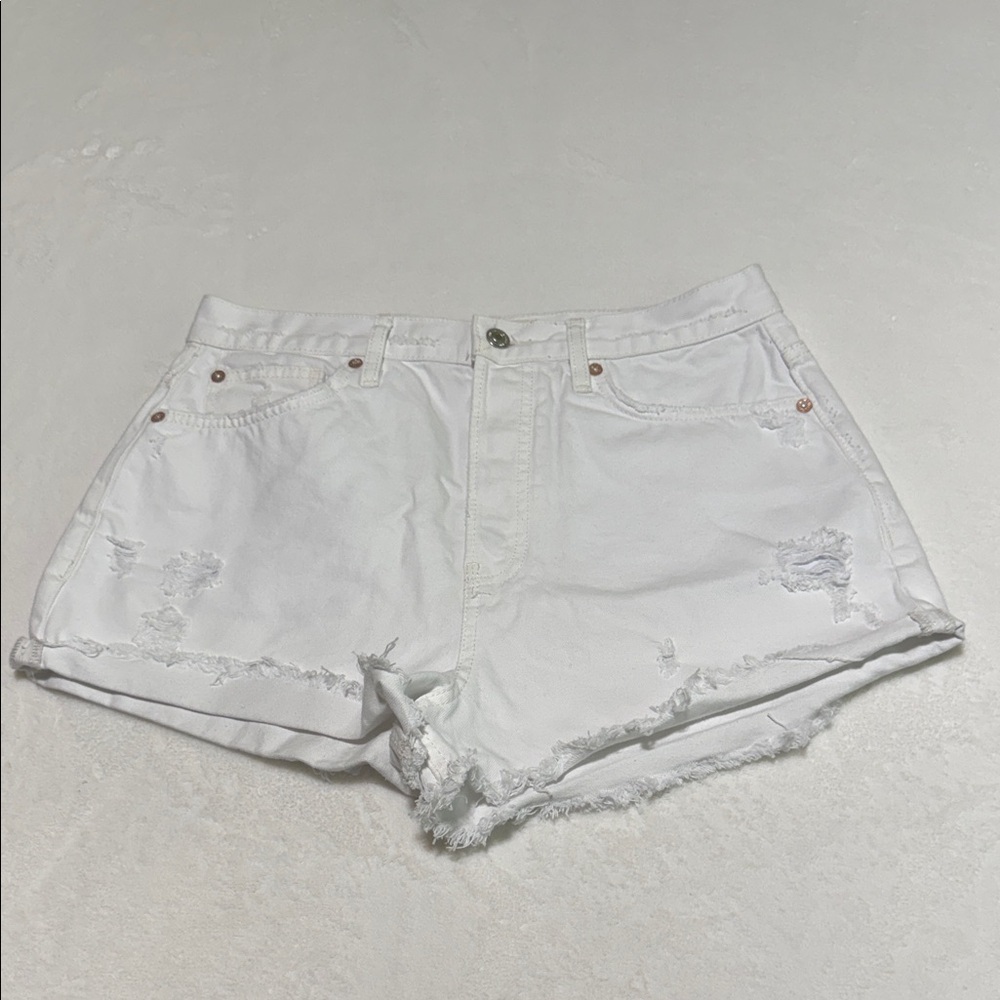 We The Free White Distressed Jean Shorts